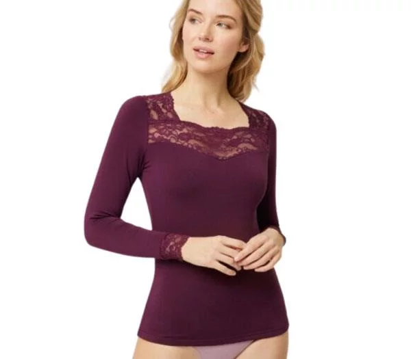 Ysabel Mora Camiseta Térmica mujer encaje talla S 70005 color Vino