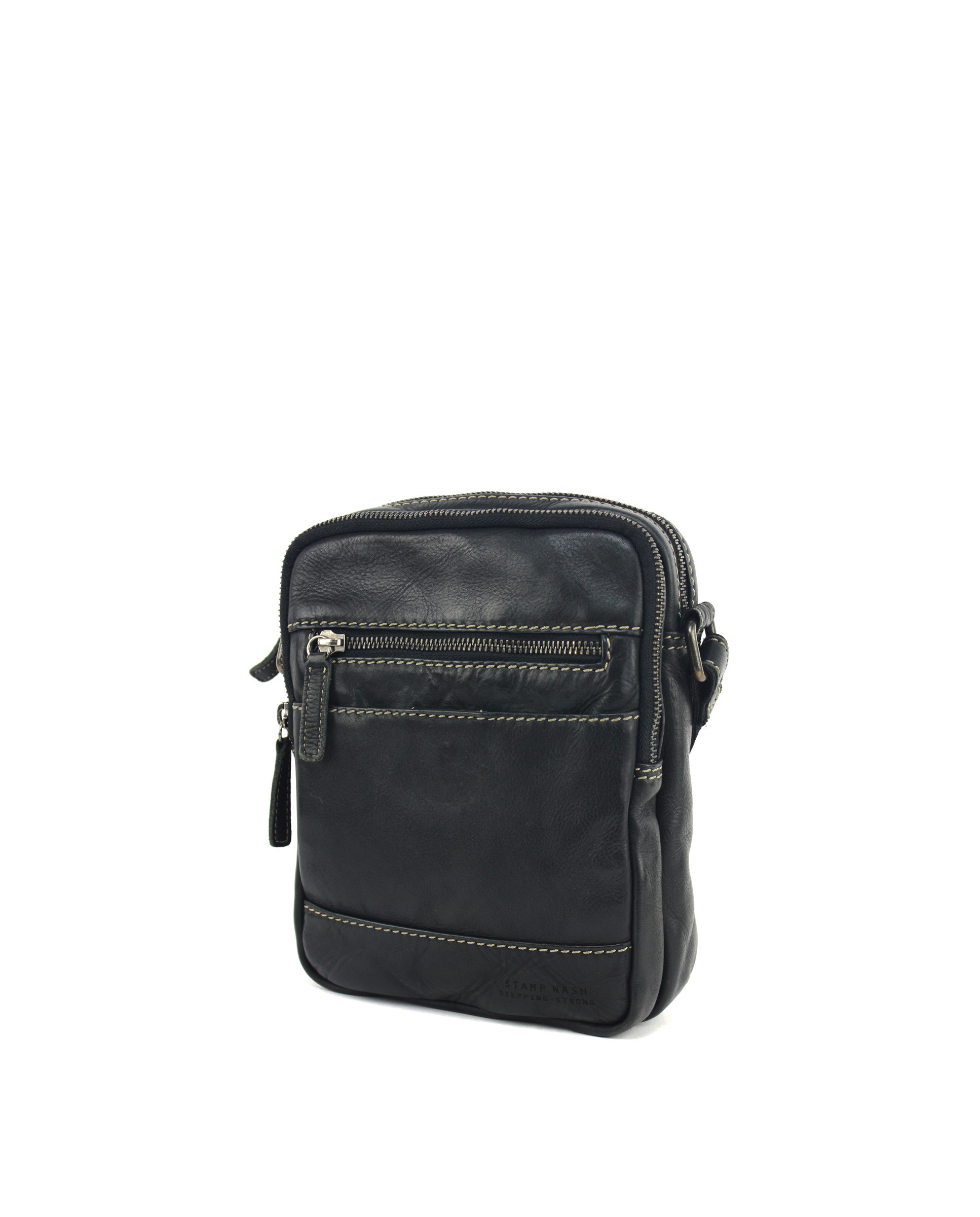 Bolso mediano de hombre ST132 Tichi en piel lavada negro - Imagen 2