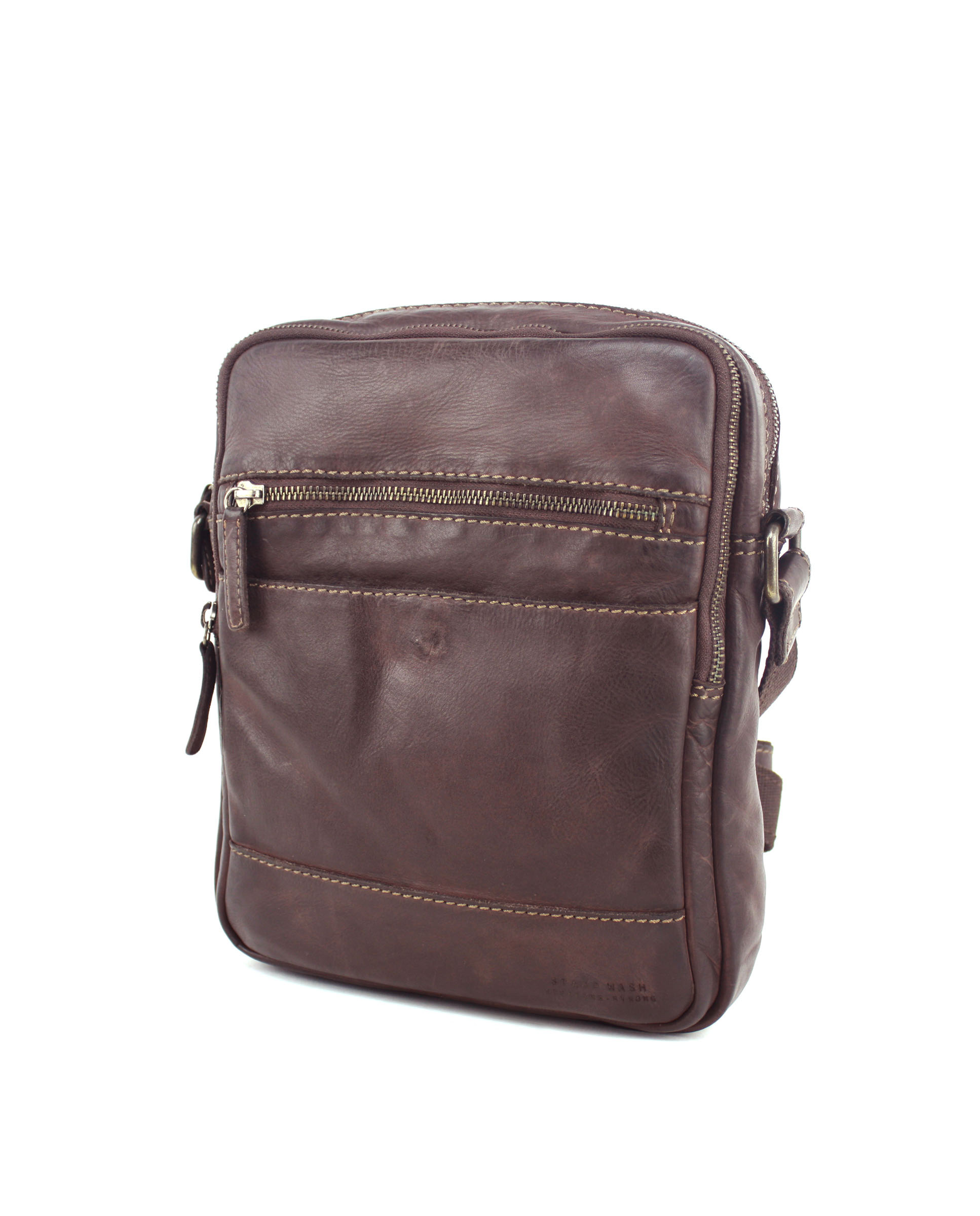 Bolso grande de hombre ST133 Tichi en piel lavada marrón