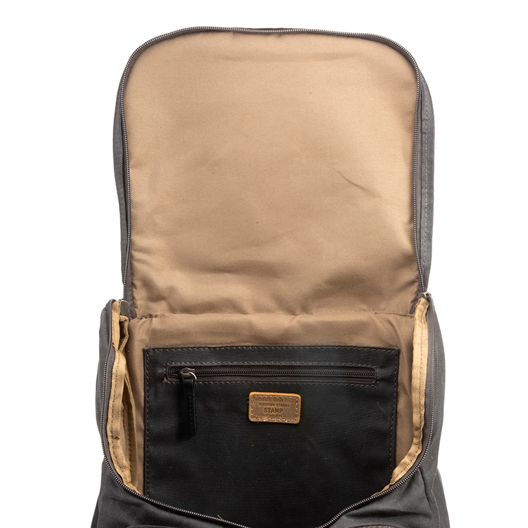 Mochila en lona encerada ST1821 Lyon en color taupe - Imagen 4