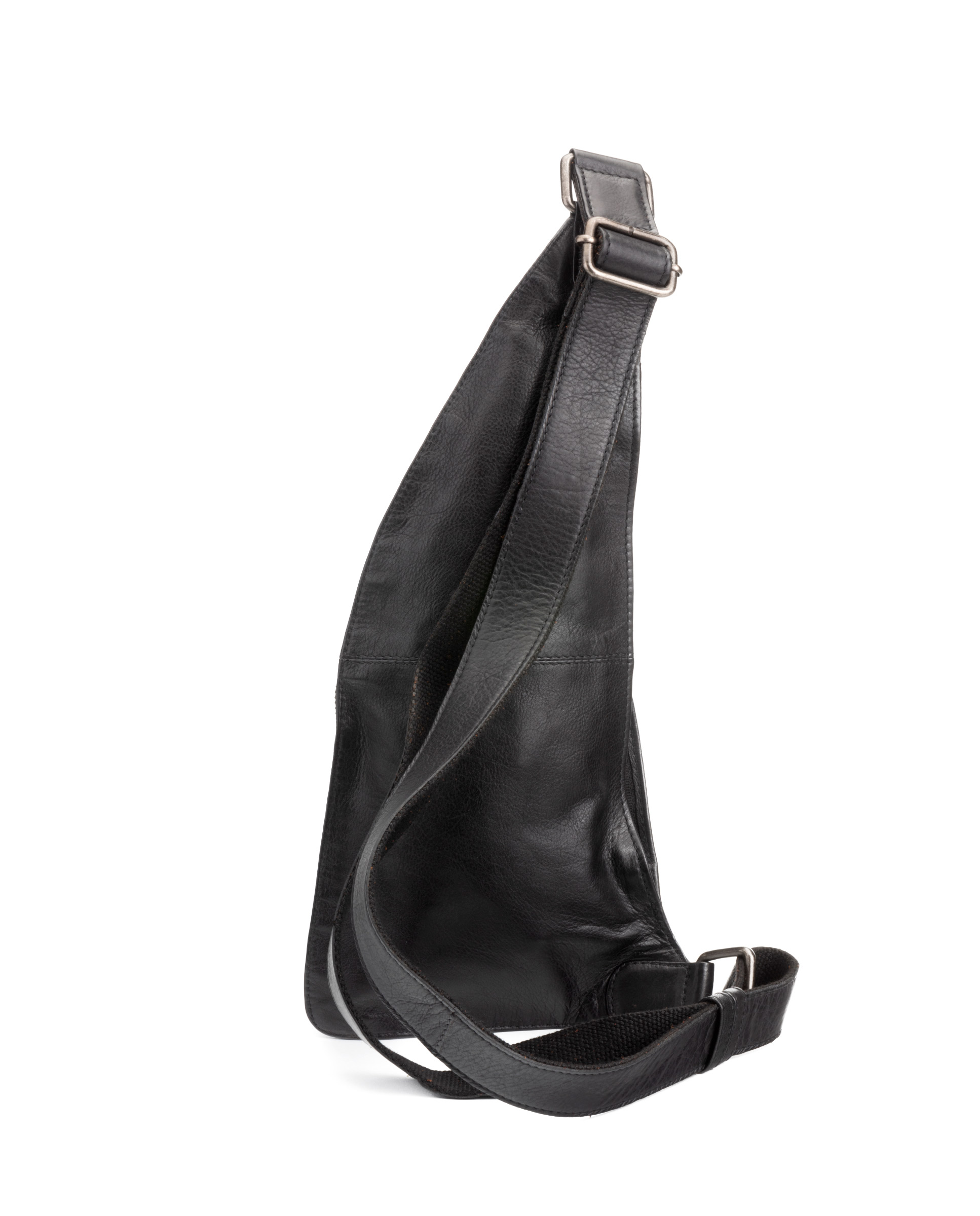 Mochila cruzada de hombre en piel vacuno Nihal ST3021 negro