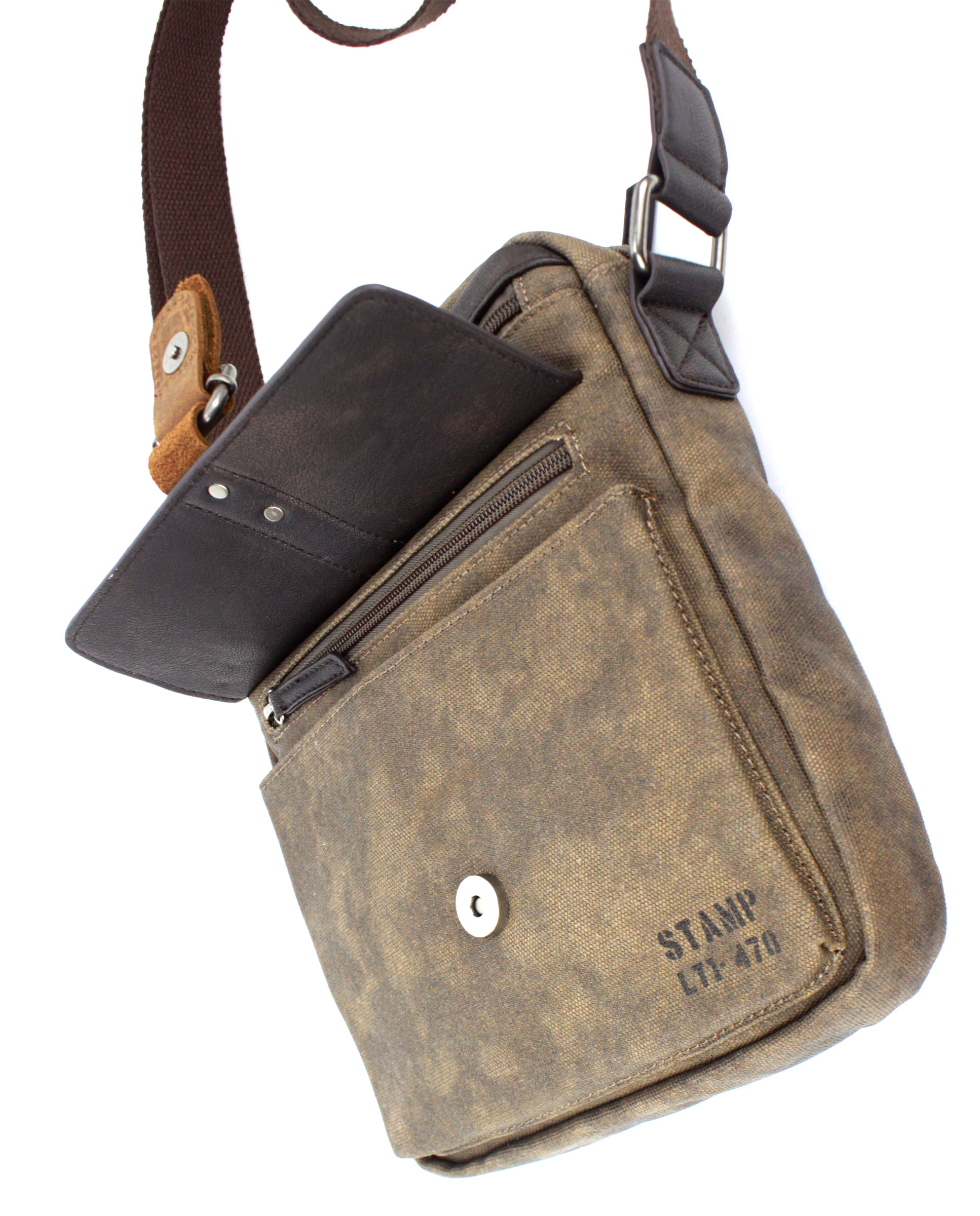 Bolso bandolera en lona impermeable ST4722 Draco marrón - Imagen 3