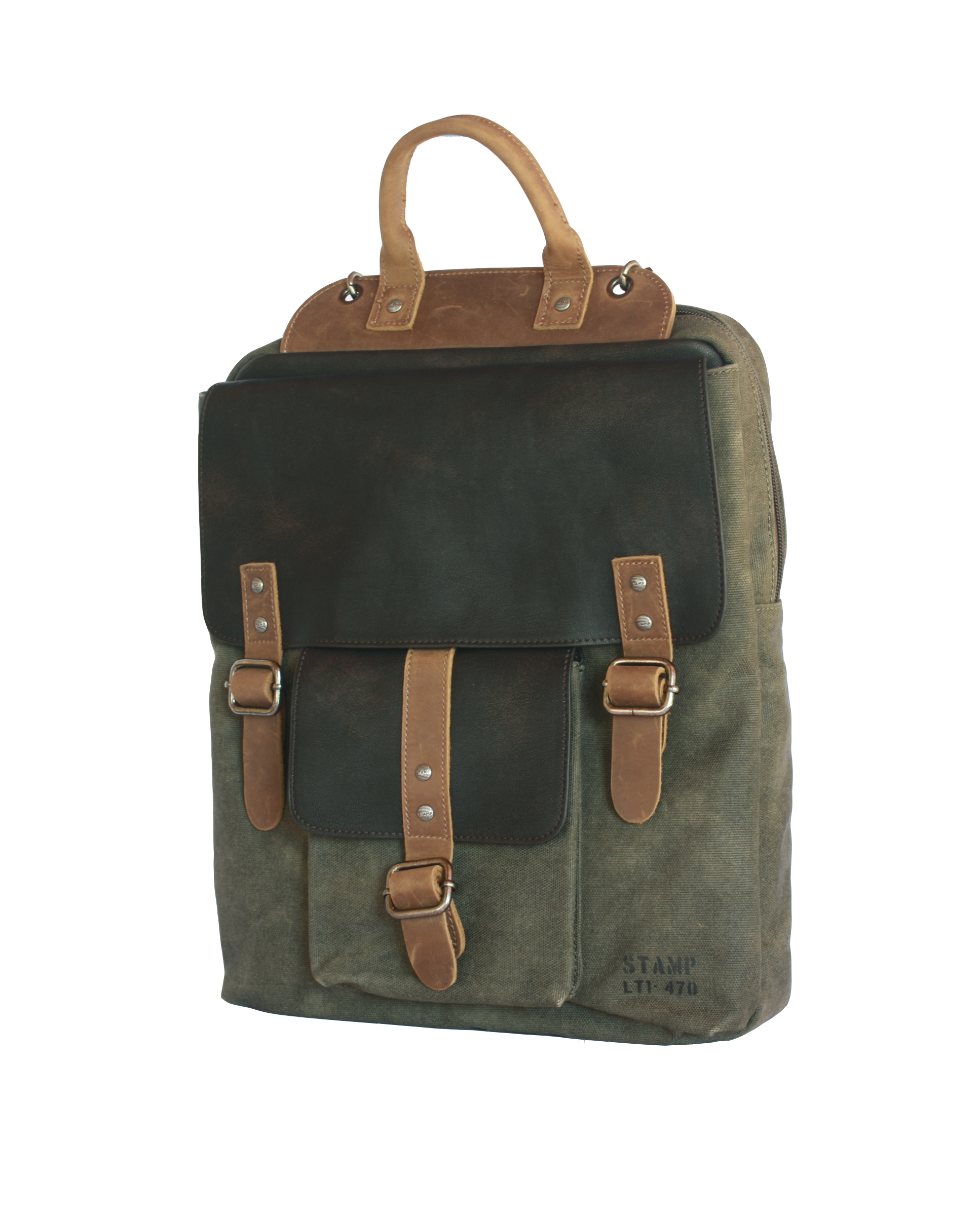 Portadocumentos en lona ST4728 Draco kaki convertible en mochila antirrobo
