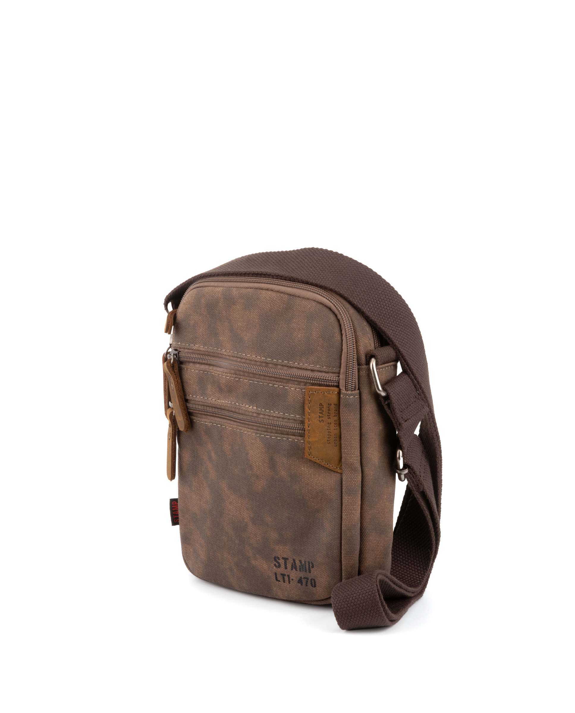 Bolso bandolera ST4732 de hombre en lona encerada color marrón