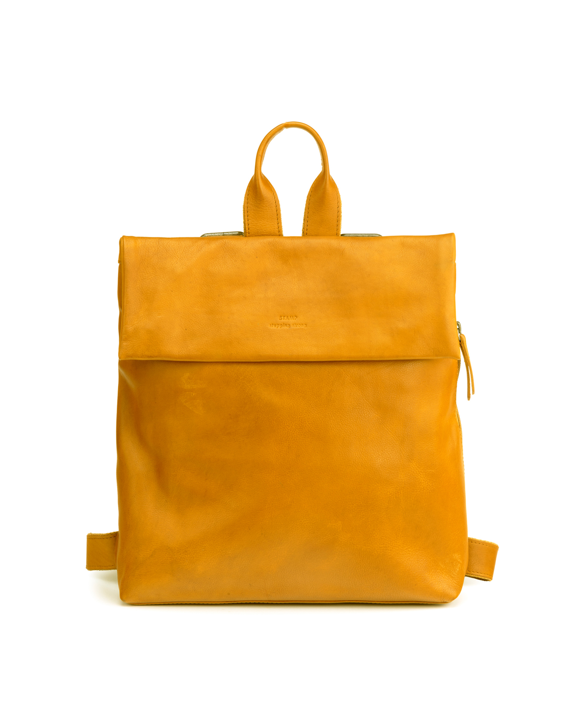 Mochila antirrobo Chara ST3247 de mujer en piel lavada color amarillo mostaza