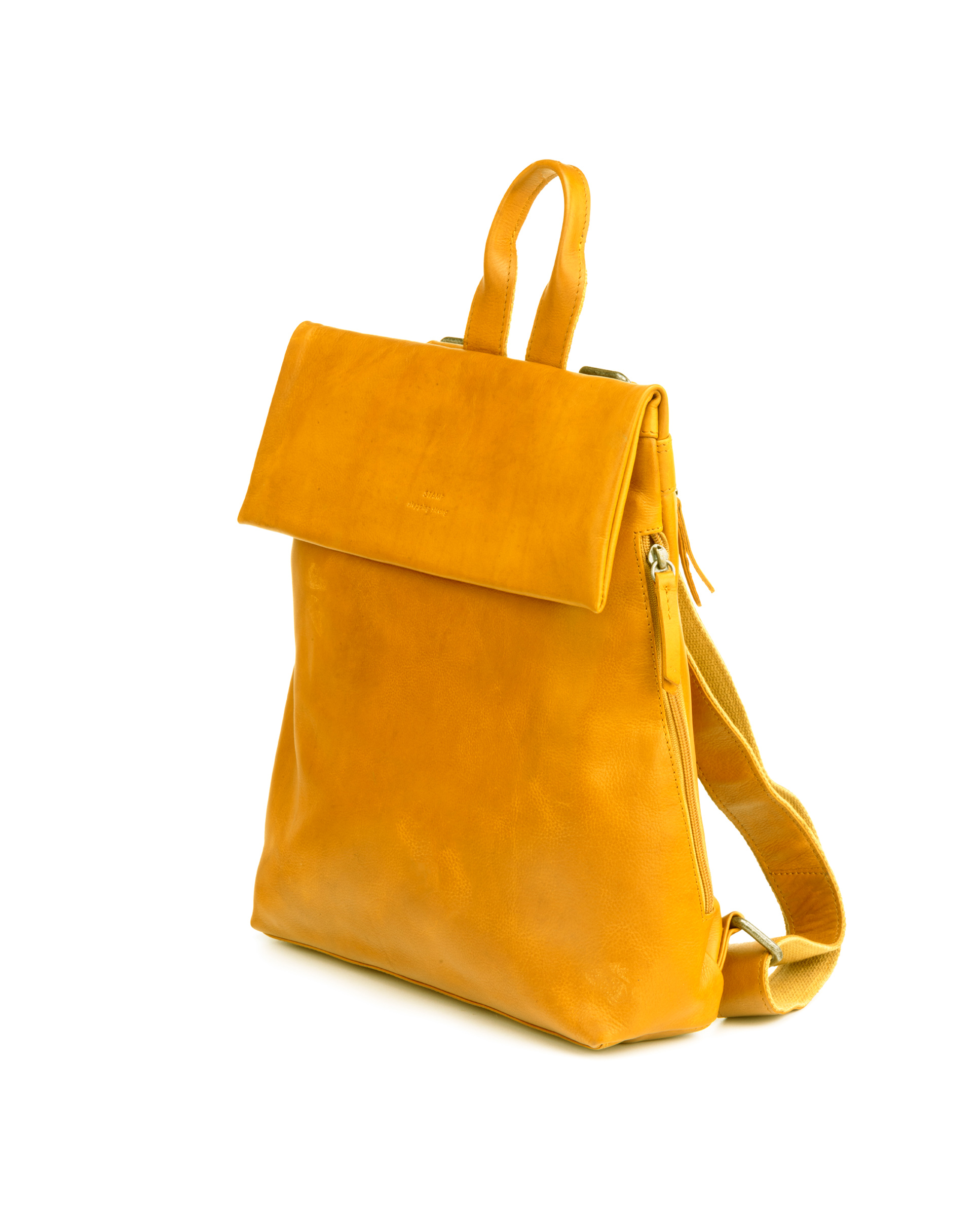 Mochila antirrobo Chara ST3247 de mujer en piel lavada color amarillo mostaza - Imagen 3