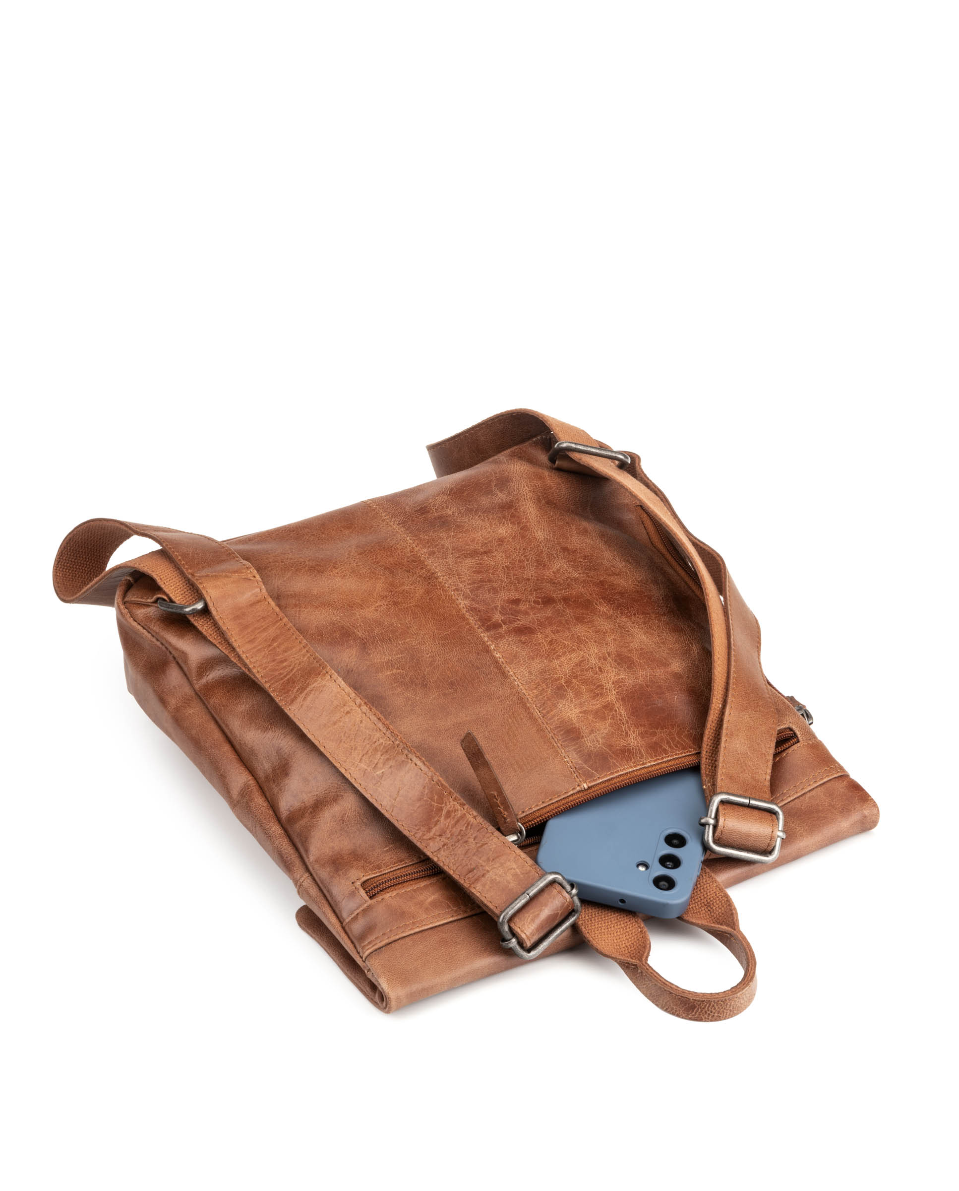 Mochila antirrobo de mujer en piel crackle ST5247 Marble color cuero - Imagen 4