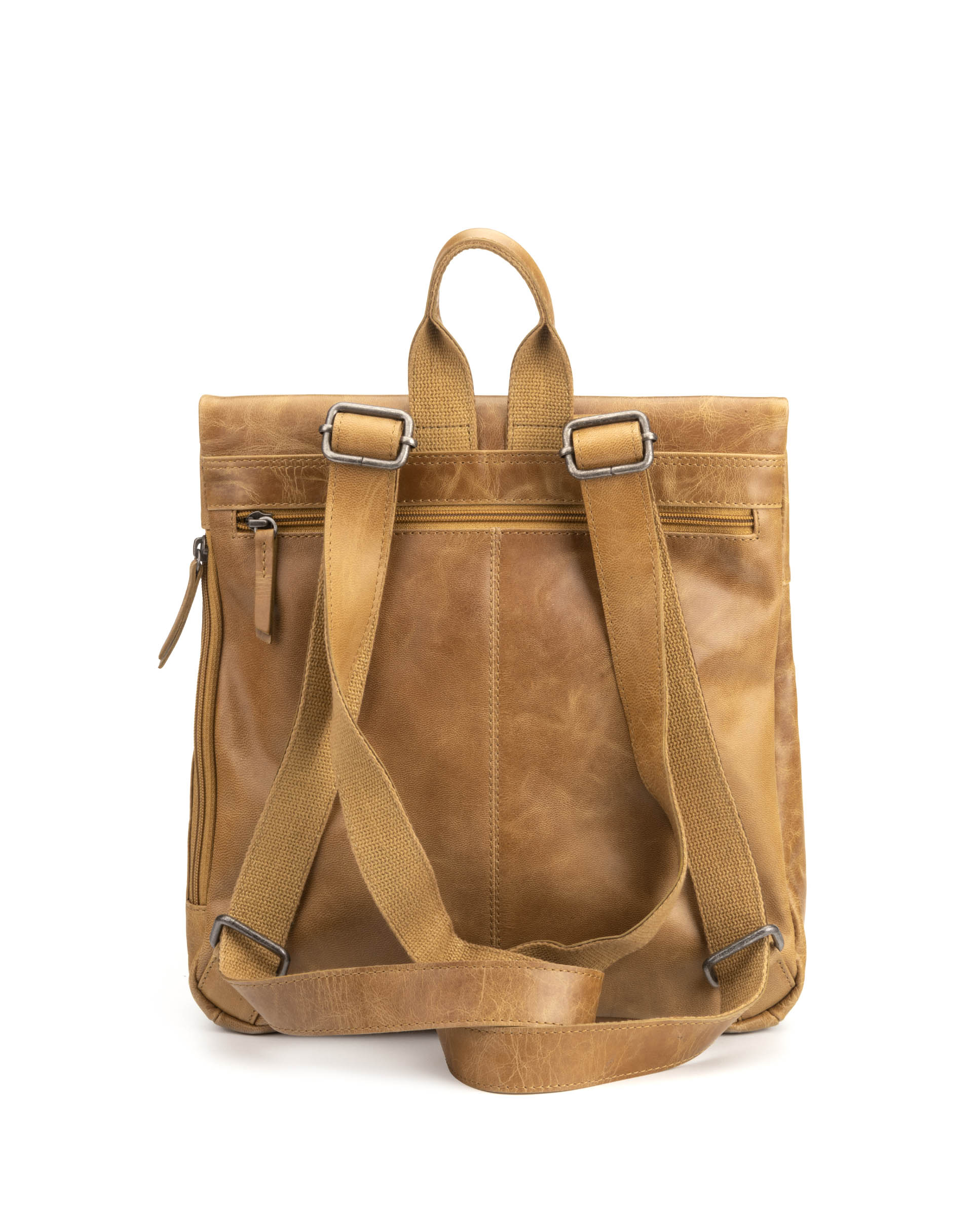 Mochila antirrobo de mujer en piel crackle ST5247 Marble amarilla mostaza