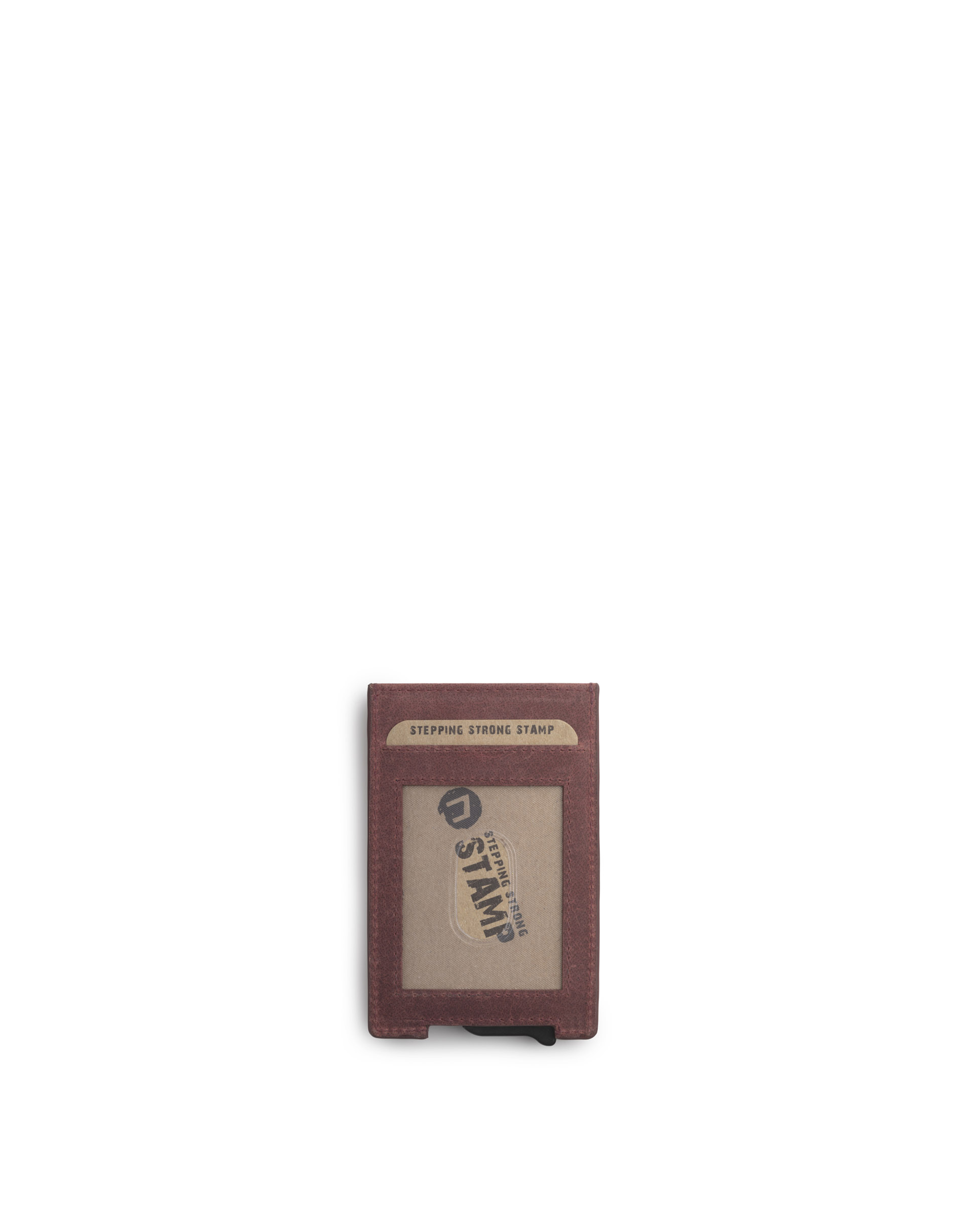 Tarjetero metálico ST28019 Flash de hombre forrado en piel rojo