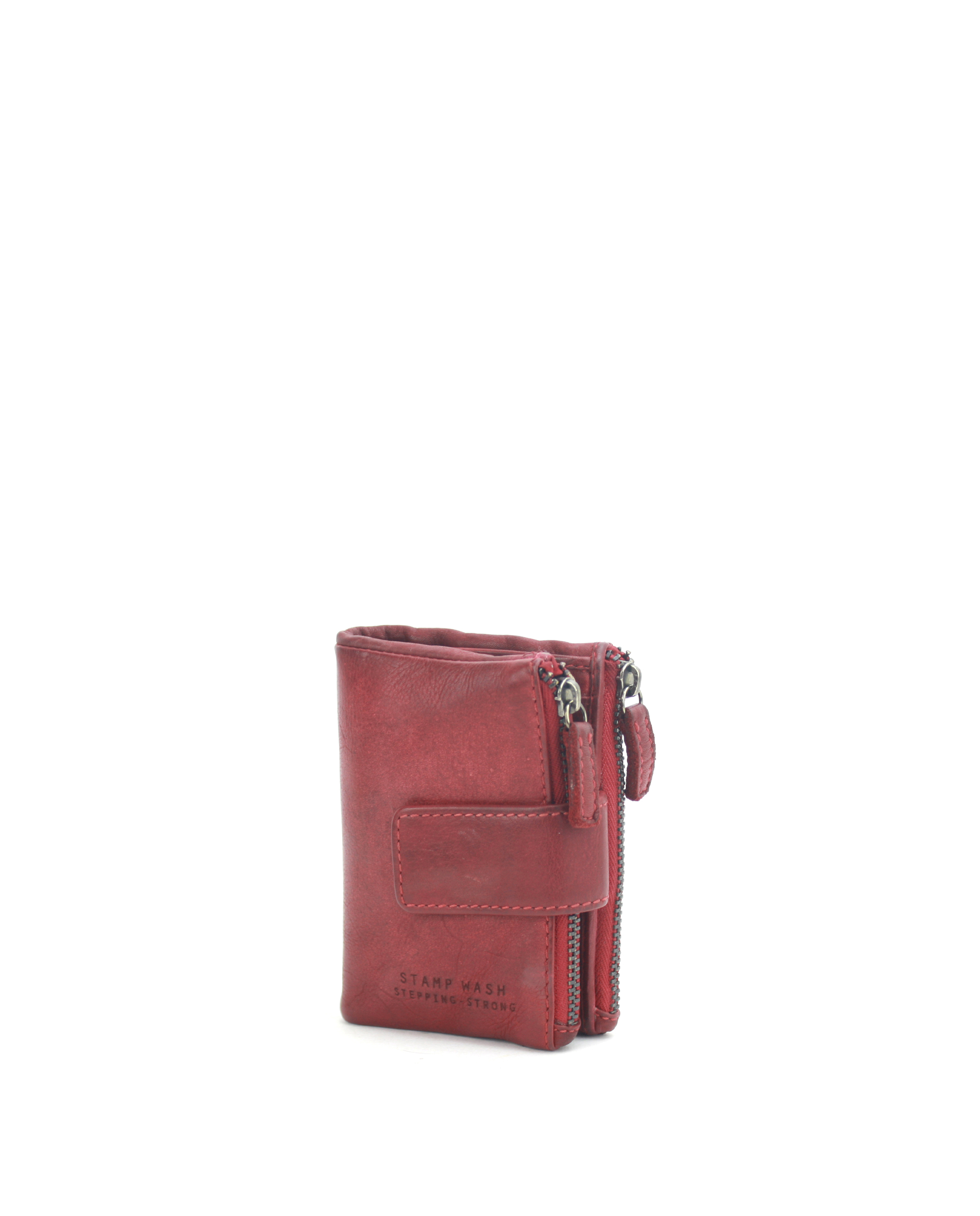 Cartera compacta en piel lavada Shaula ST96614 color rojo