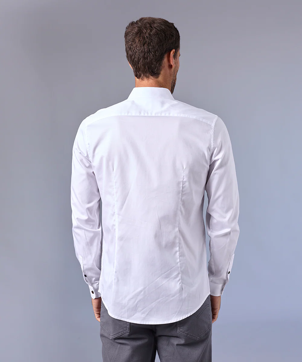 CAMISA MANGA LARGA PECHERA OJAL SLIM FIT BLANCO C OI24