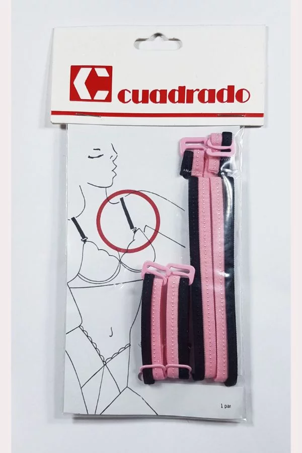 Repuesto tirante de sujetador quita y pon bicolor negro y rosa 10 mm