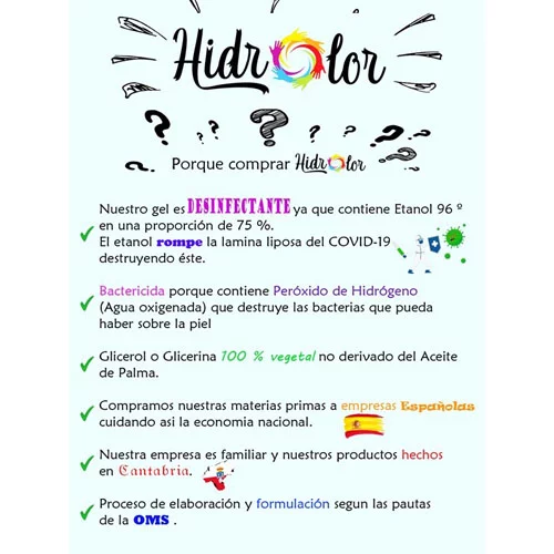 Hidrolor gel hidroalcohólico Vainilla 50 ml vaporizador con colgador