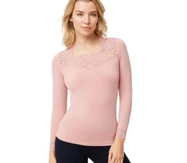 Ysabel Mora Camiseta Térmica mujer encaje talla S 70005 color Rosa Cuarzo